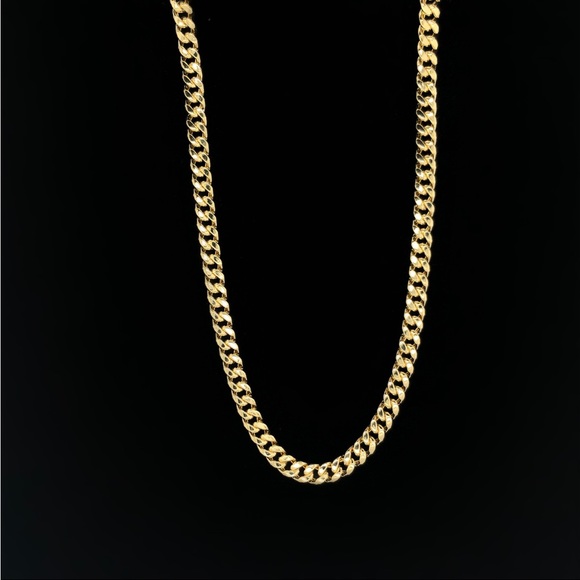 22” 14K yellow gold semi-solid Miami Cuban chain.
